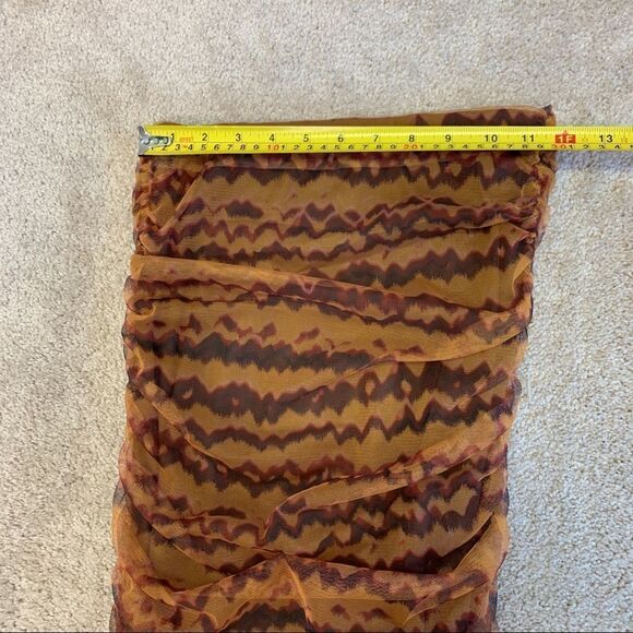 ZARA bloggers fave Brown high waisted ruched draped tulle midi skirt Sz XS NWT - Picture 12 of 15